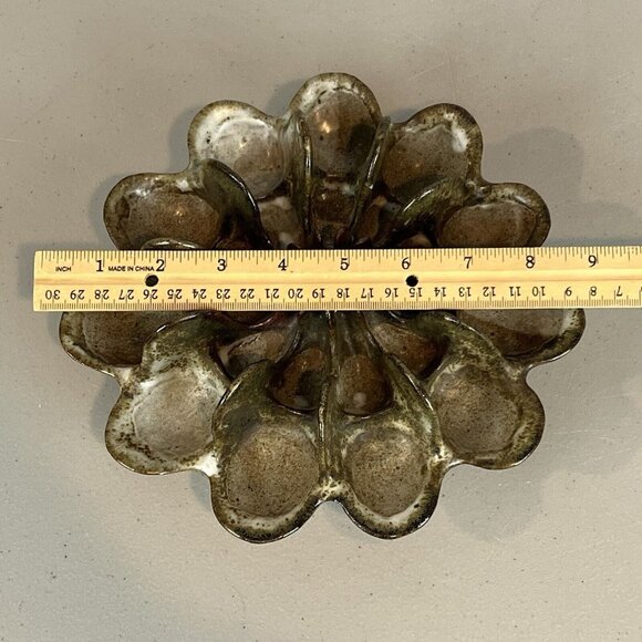 Ironfoot Pottery Sculpture Pipe Holder or Deviled Egg Dish? Amish Made Art - Picture 9 of 13